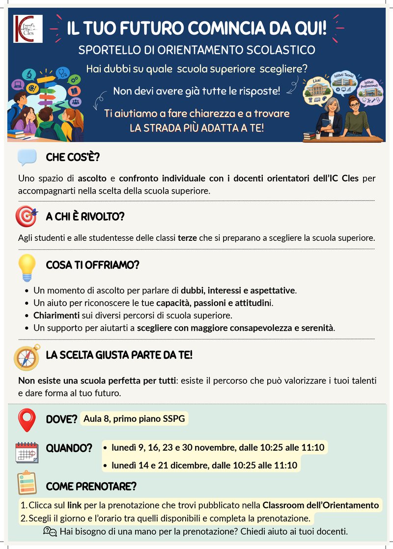 Sportello orientamento classi 3ª