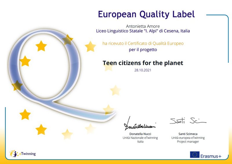 teen citizien for the planet - certification
